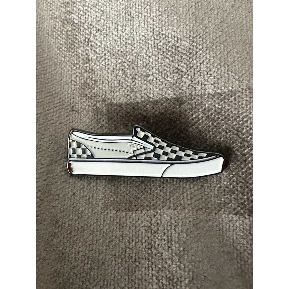 Vans Checkerboard Slip On Shoe Enamel Lapel Pin White Black Skateboard Accessory